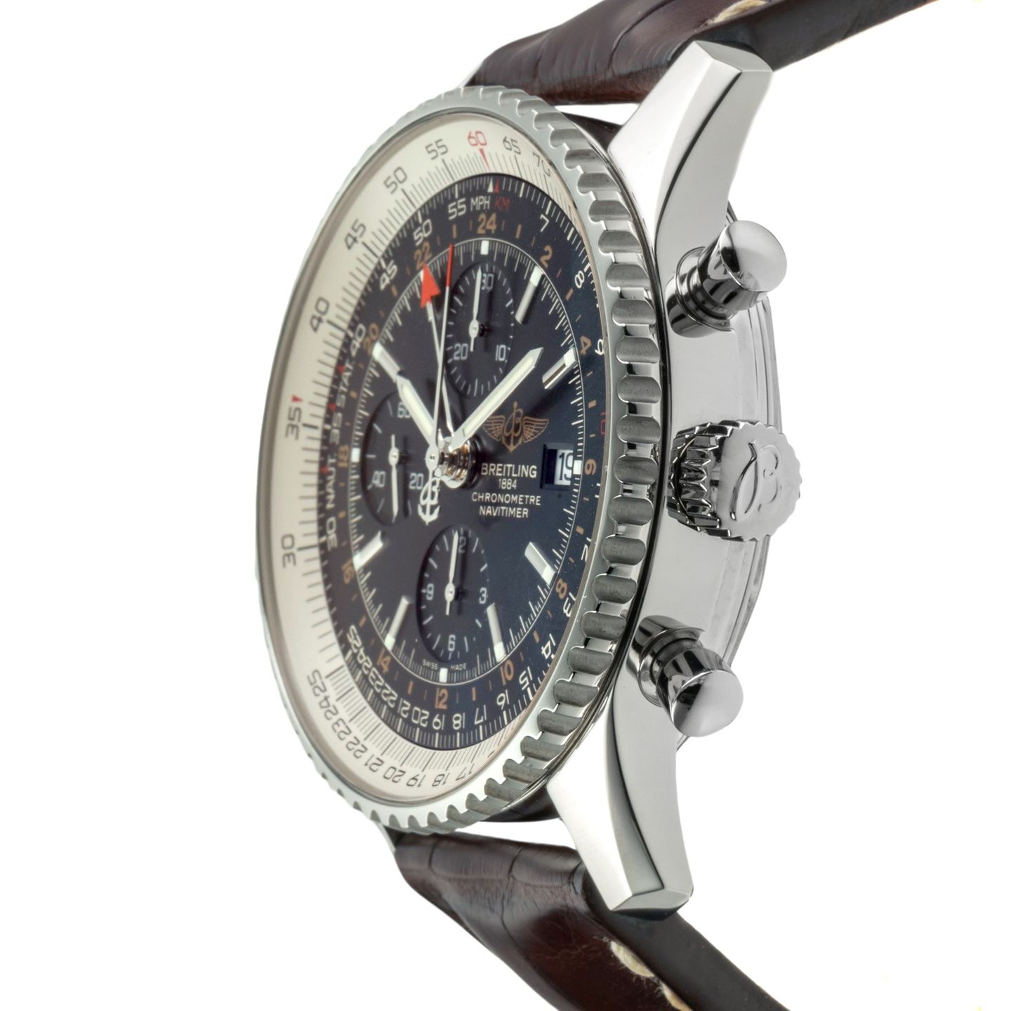 Breitling Navitimer World A2432212/B726 (Onbekend (willekeurig serienummer)) - Zwart wijzerplaat 46mm Staal (6/8)