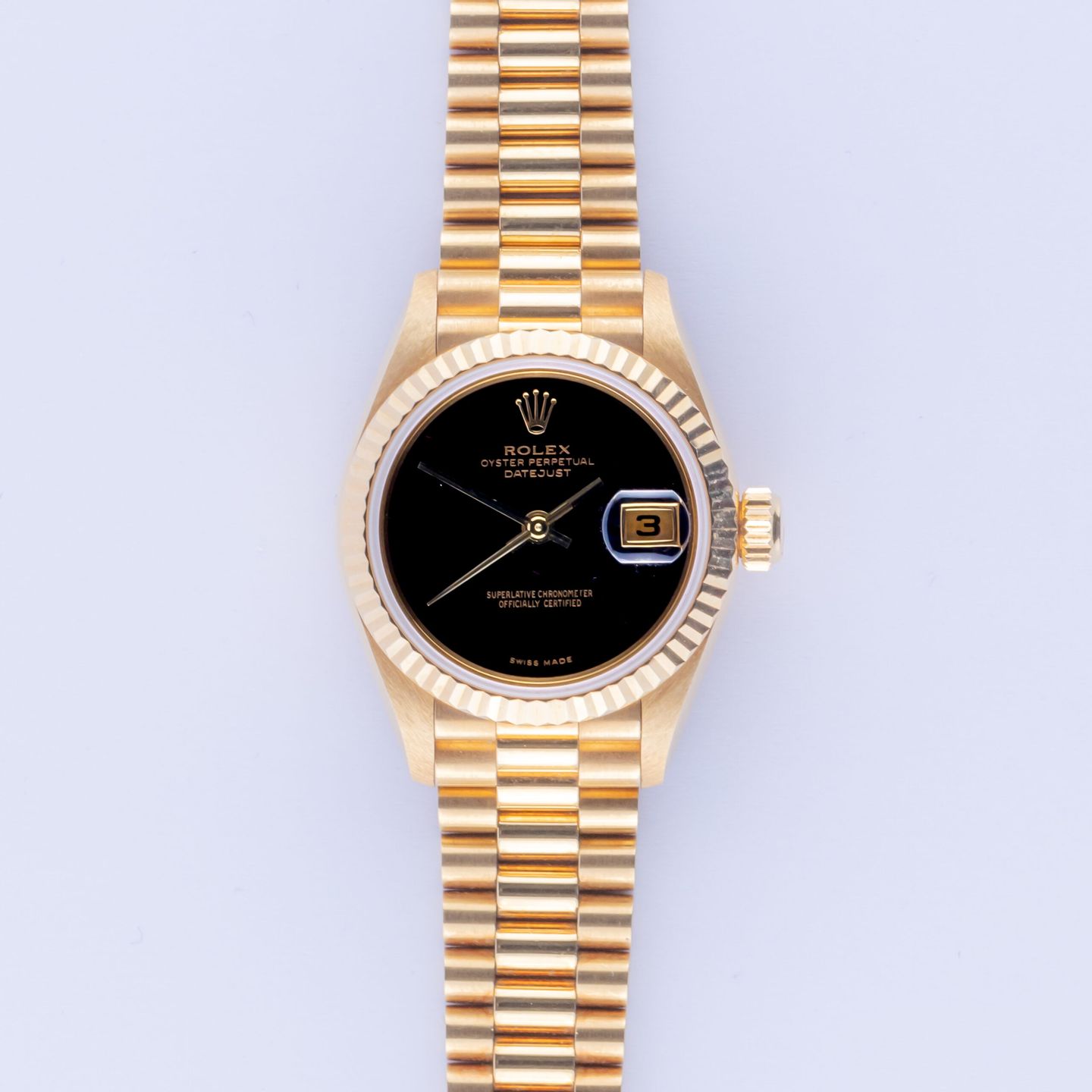 Rolex Lady-Datejust 69178 (1990) - Zwart wijzerplaat 26mm Geelgoud (3/8)