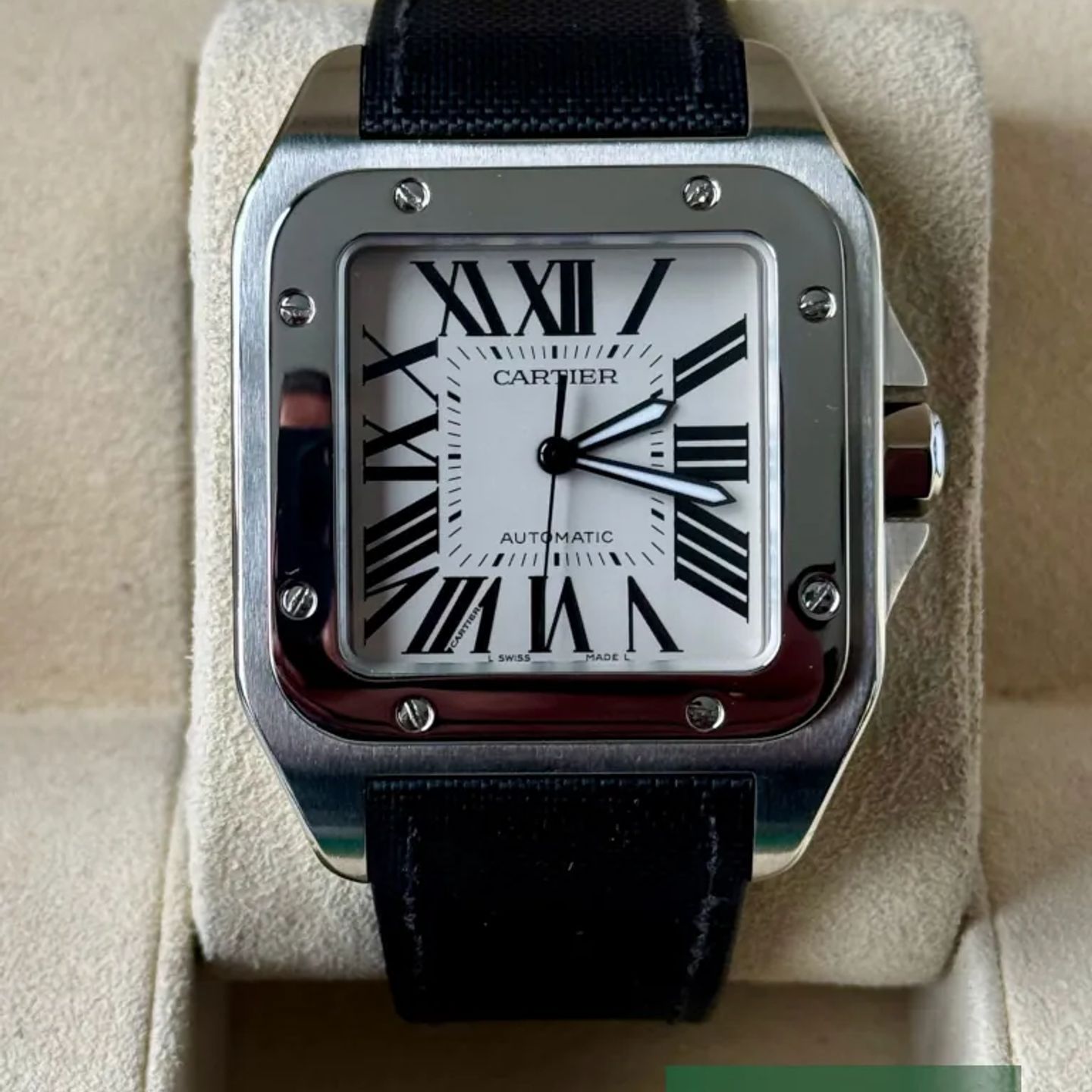Cartier Santos 100 2656 (2006) - Wit wijzerplaat 38mm Staal (2/8)