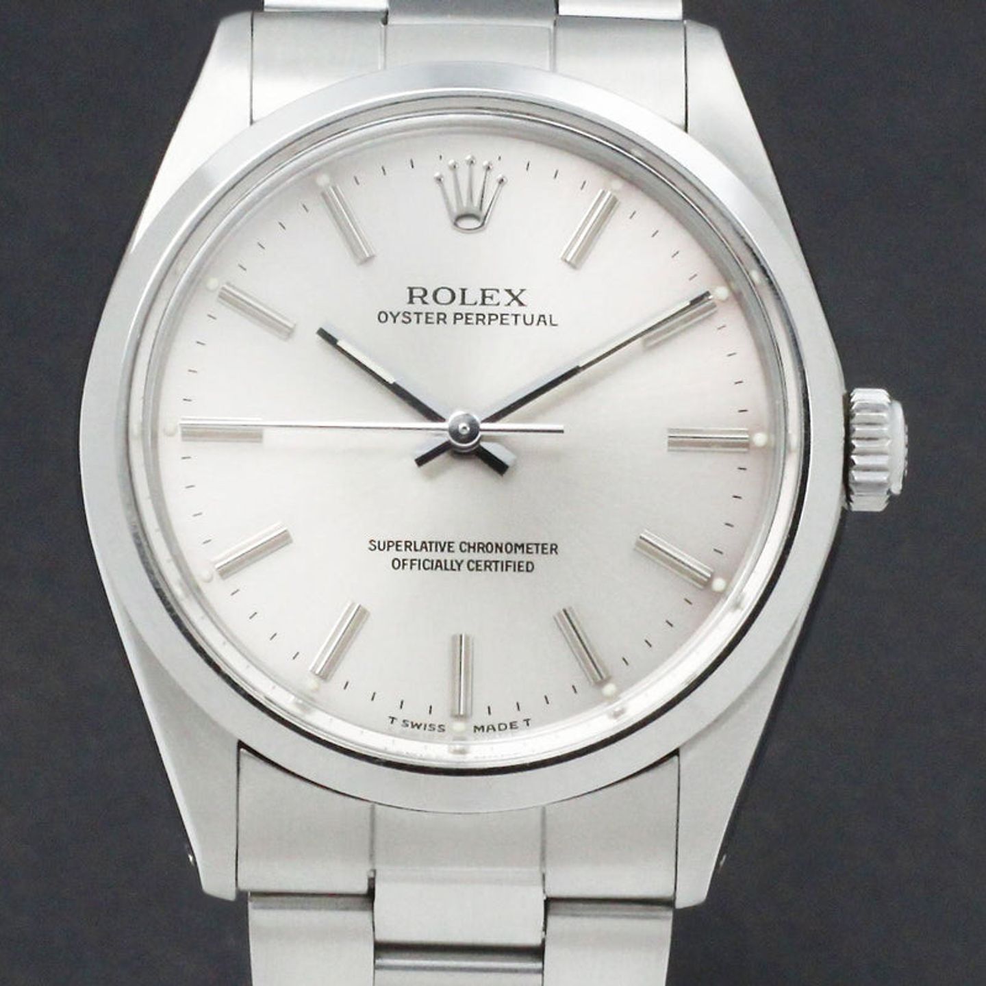 Rolex Oyster Perpetual 1002 (1989) - Zilver wijzerplaat 34mm Staal (1/7)