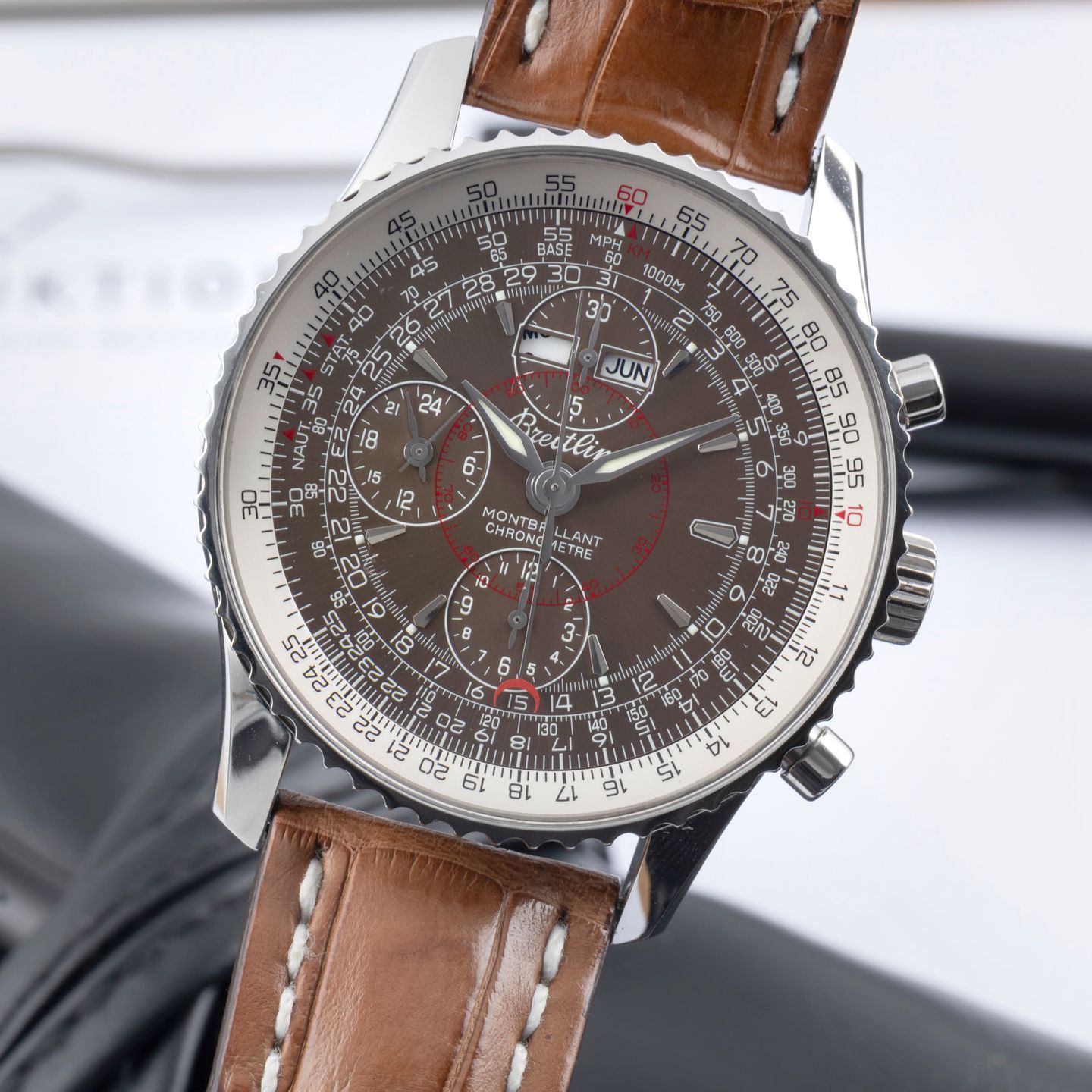 Breitling Montbrillant Datora A21330 (Unknown (random serial)) - Bronze dial 43 mm Steel case (3/8)