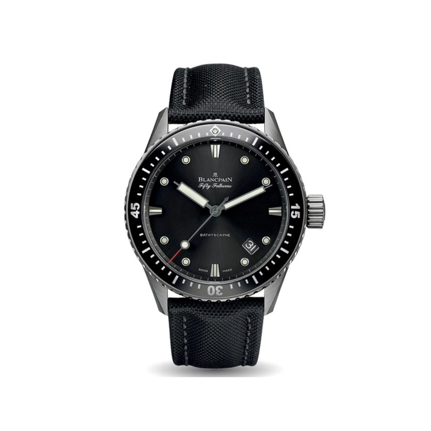 Blancpain Fifty Fathoms Bathyscaphe 5000-1230-B52A (2026) - Zwart wijzerplaat 44mm Titanium (1/1)