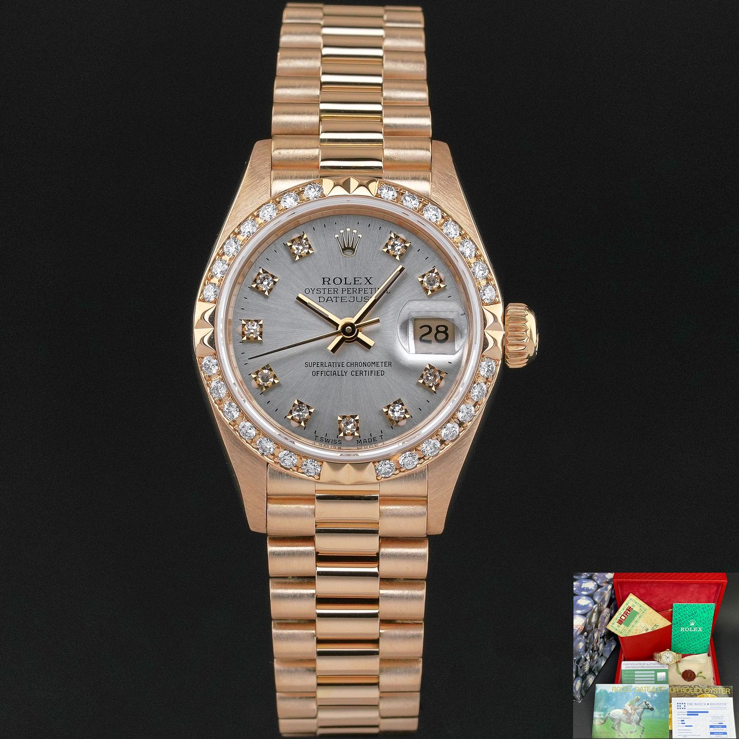 Rolex Lady-Datejust 69268 (1991) - Silver dial 26 mm Yellow Gold case (1/8)