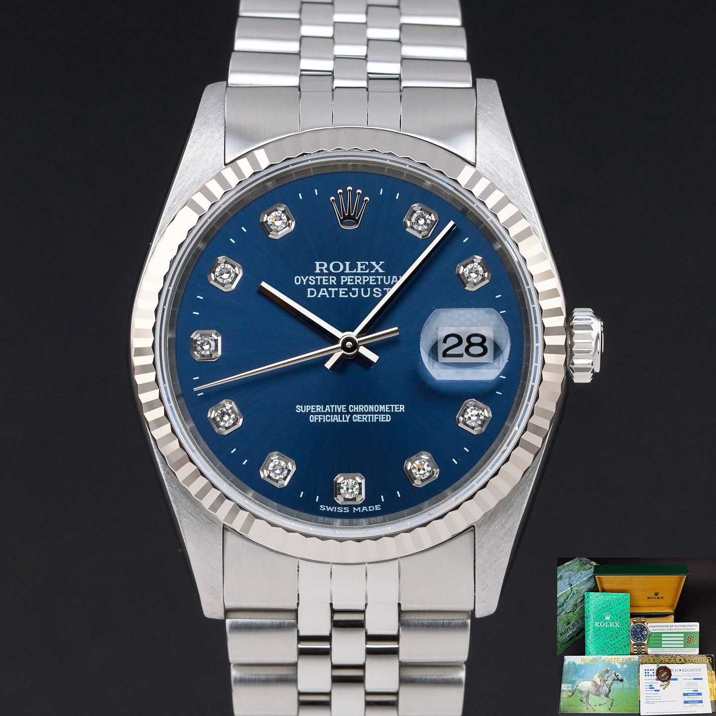 Rolex Datejust 36 16234 (1999) - Blauw wijzerplaat 36mm Staal (1/8)
