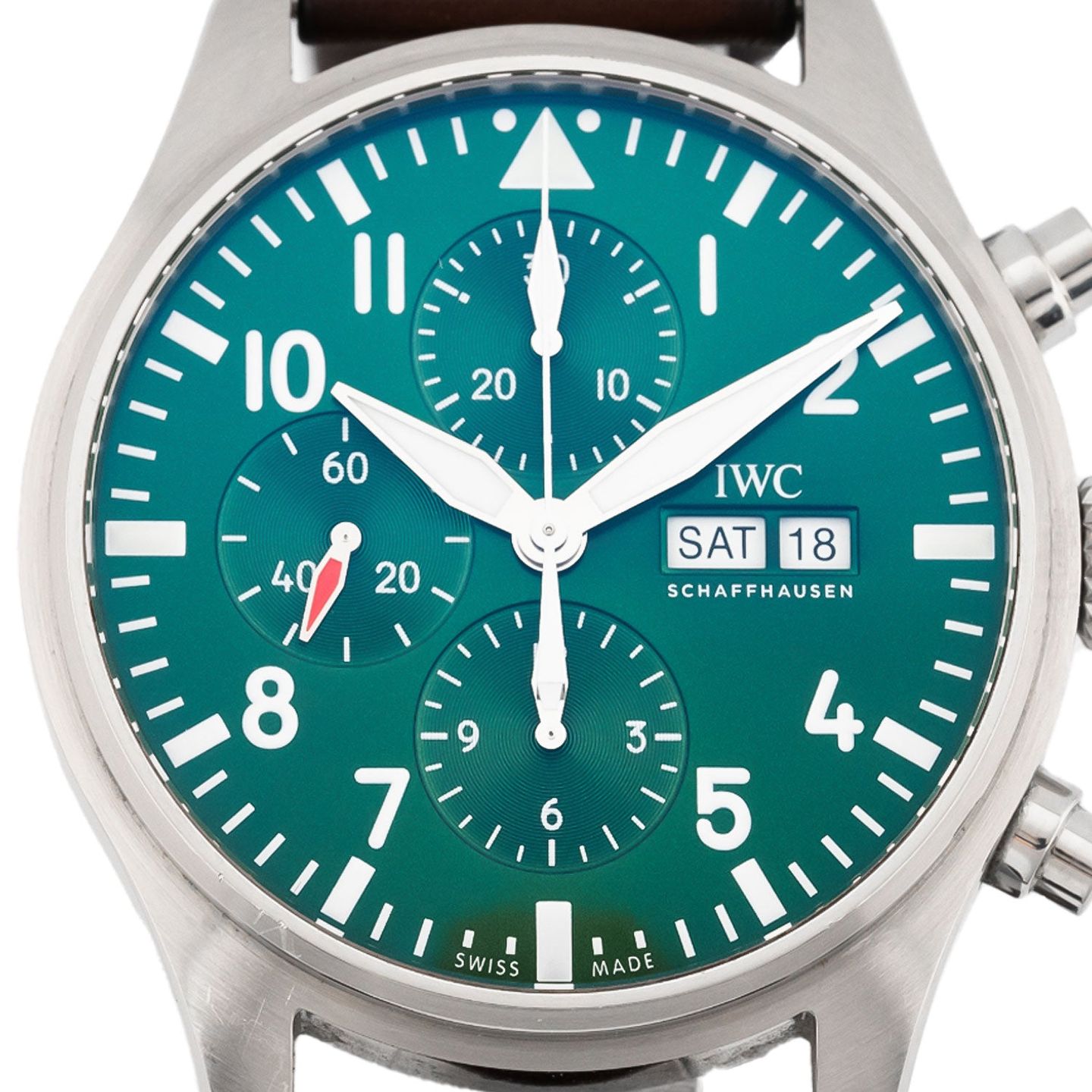 IWC Pilot Chronograph IW377726 (Unknown (random serial)) - Green dial 43 mm Steel case (2/5)