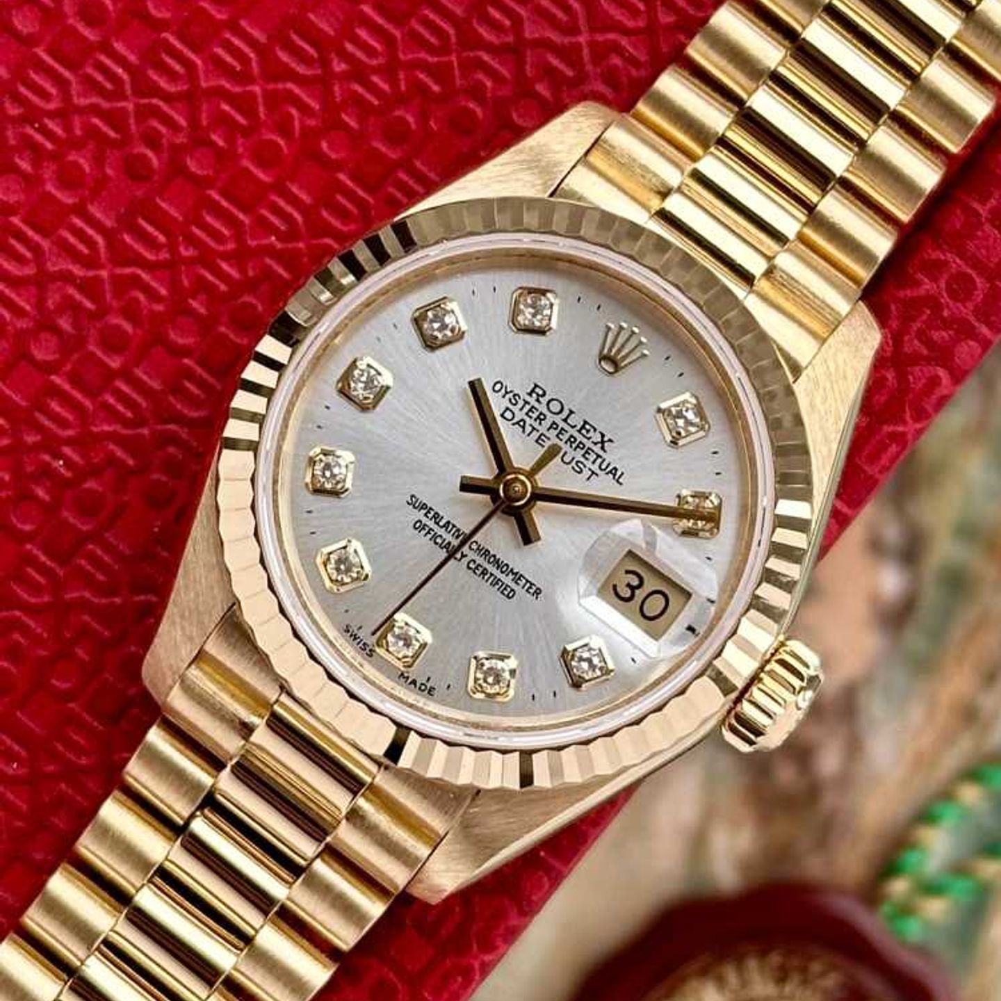Rolex Lady-Datejust 69178G (1993) - Silver dial 26 mm Yellow Gold case (6/8)