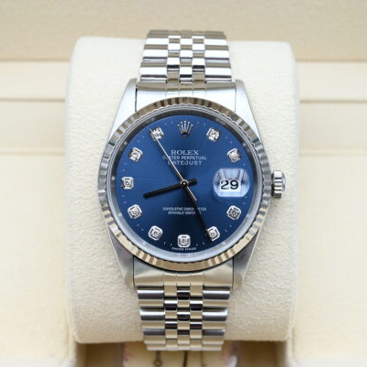 Rolex Datejust 36 16234 (1995) - Blauw wijzerplaat 36mm Staal (3/8)