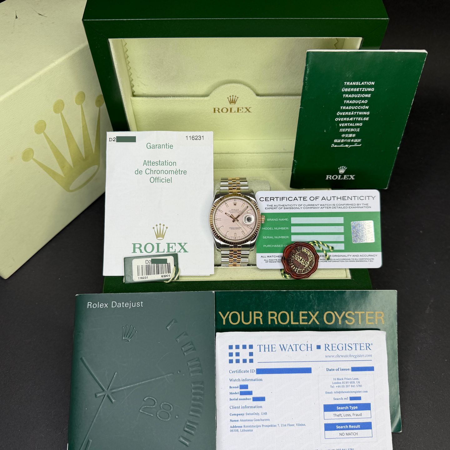 Rolex Datejust 36 116231 (2006) - Pink dial 36 mm Gold/Steel case (3/8)