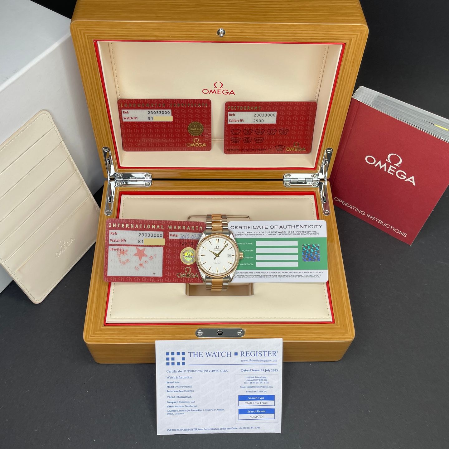 Omega Seamaster Aqua Terra 2303.30 (2010) - Wit wijzerplaat 39mm Goud/Staal (3/8)