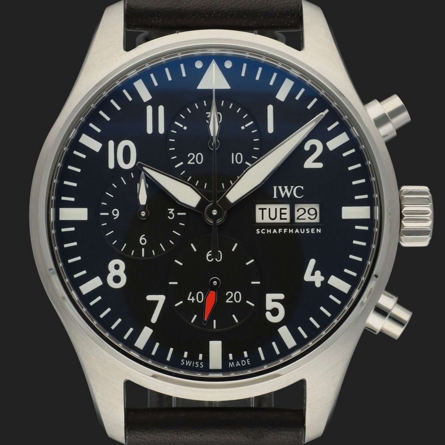 IWC Pilot Chronograph IW378001 (2022) - Zwart wijzerplaat 43mm Staal (2/8)