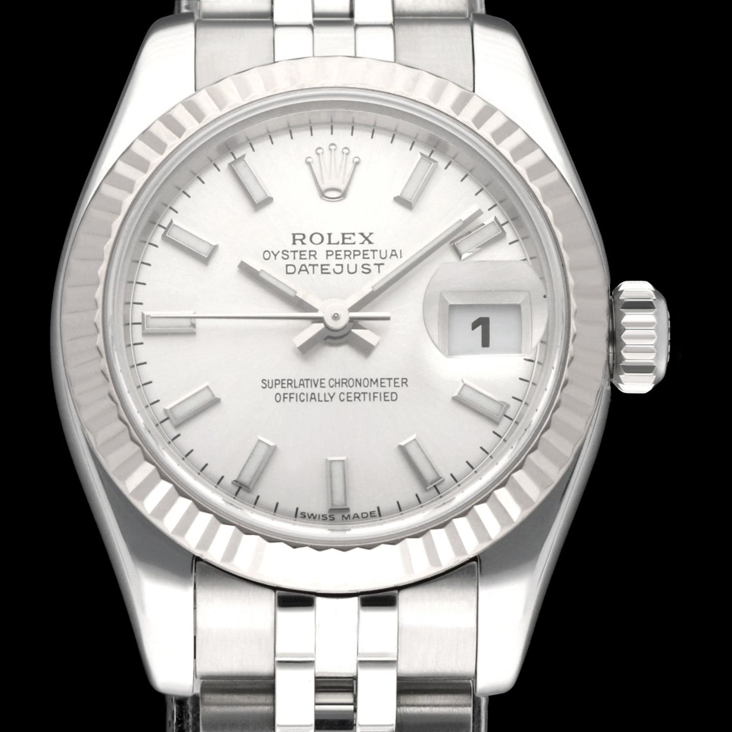 Rolex Lady-Datejust 179174 (2006) - Zilver wijzerplaat 26mm Staal (1/8)