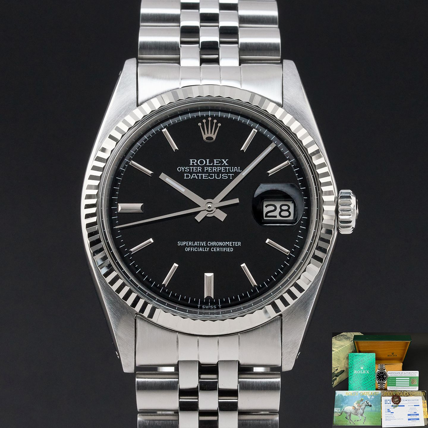 Rolex Datejust 1601 (1974) - Black dial 36 mm Steel case (1/8)