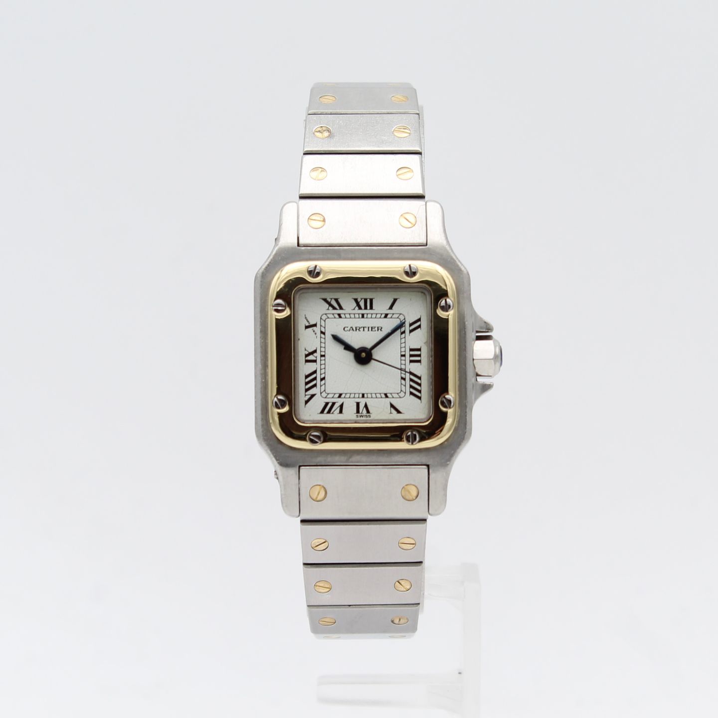Cartier Santos 1170902 (1990) - Wit wijzerplaat 24mm Goud/Staal (1/8)