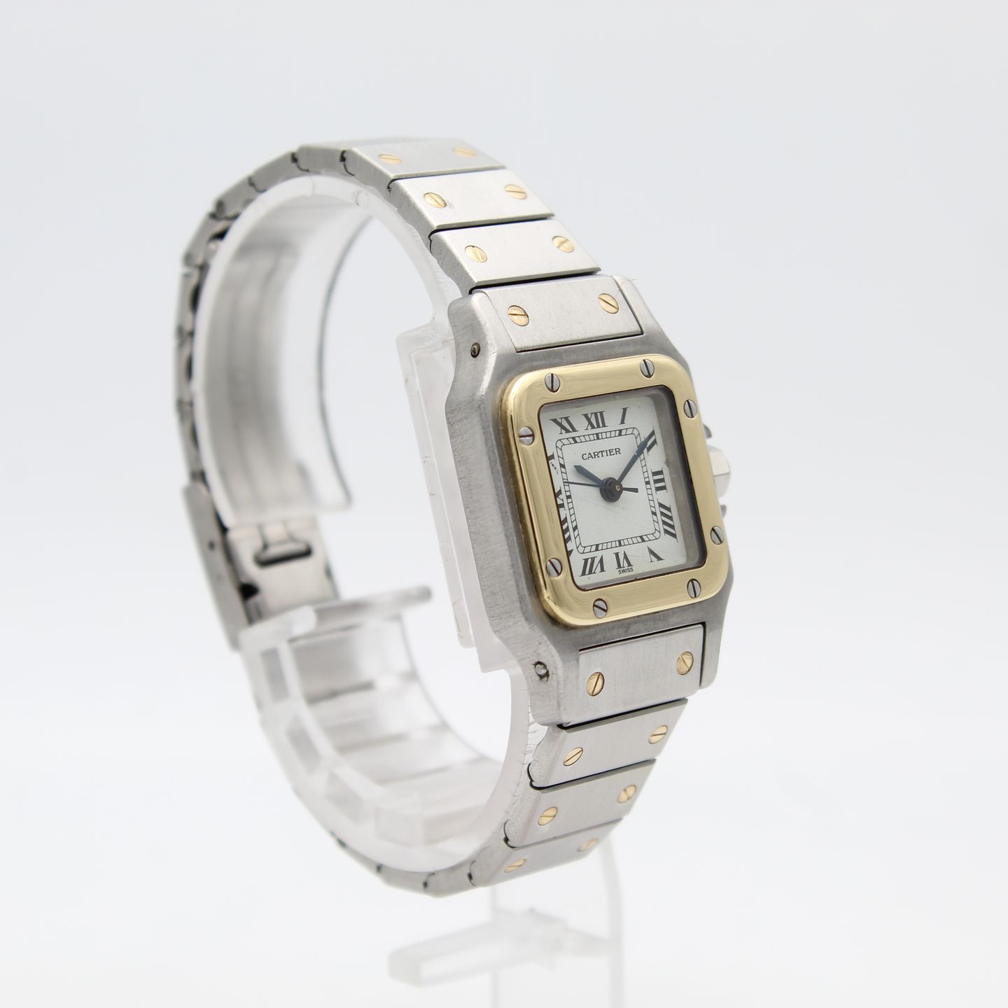 Cartier Santos 1170902 (1990) - Wit wijzerplaat 24mm Goud/Staal (2/8)