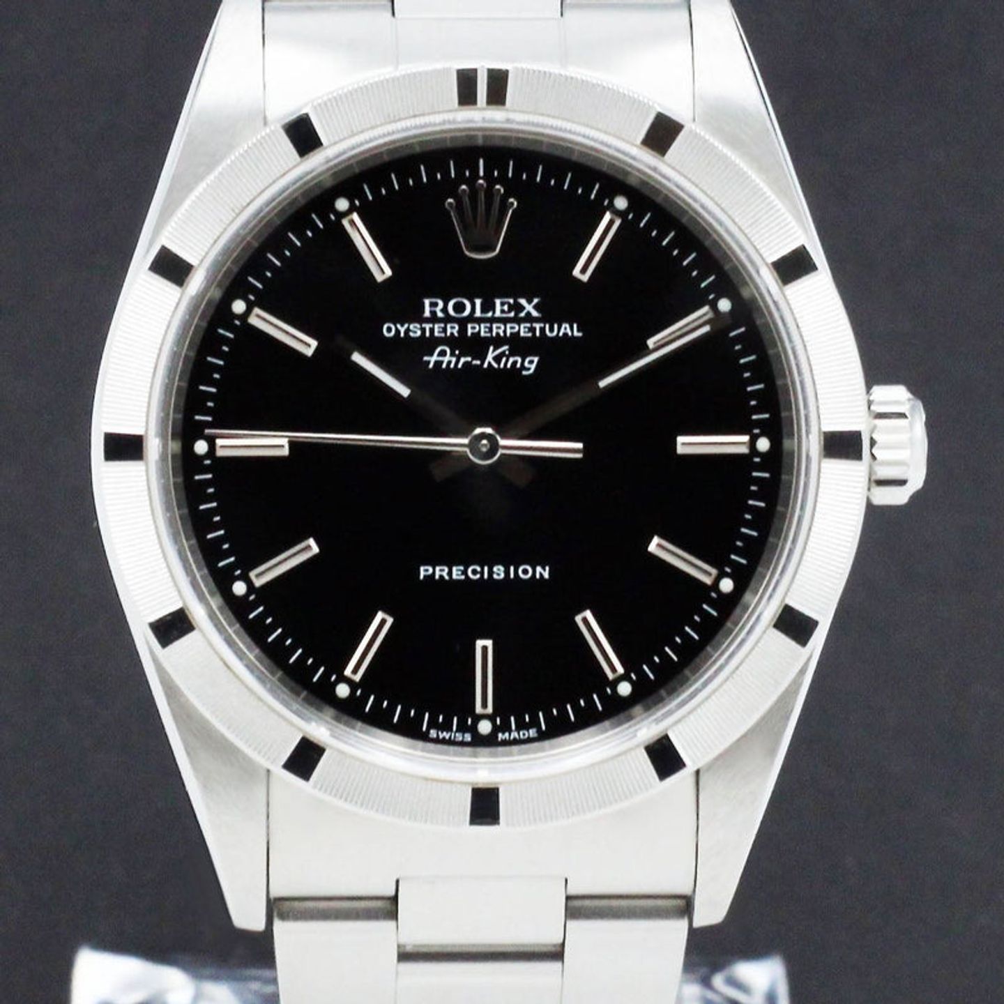 Rolex Air-King 14010M (2001) - Zwart wijzerplaat 34mm Staal (1/7)