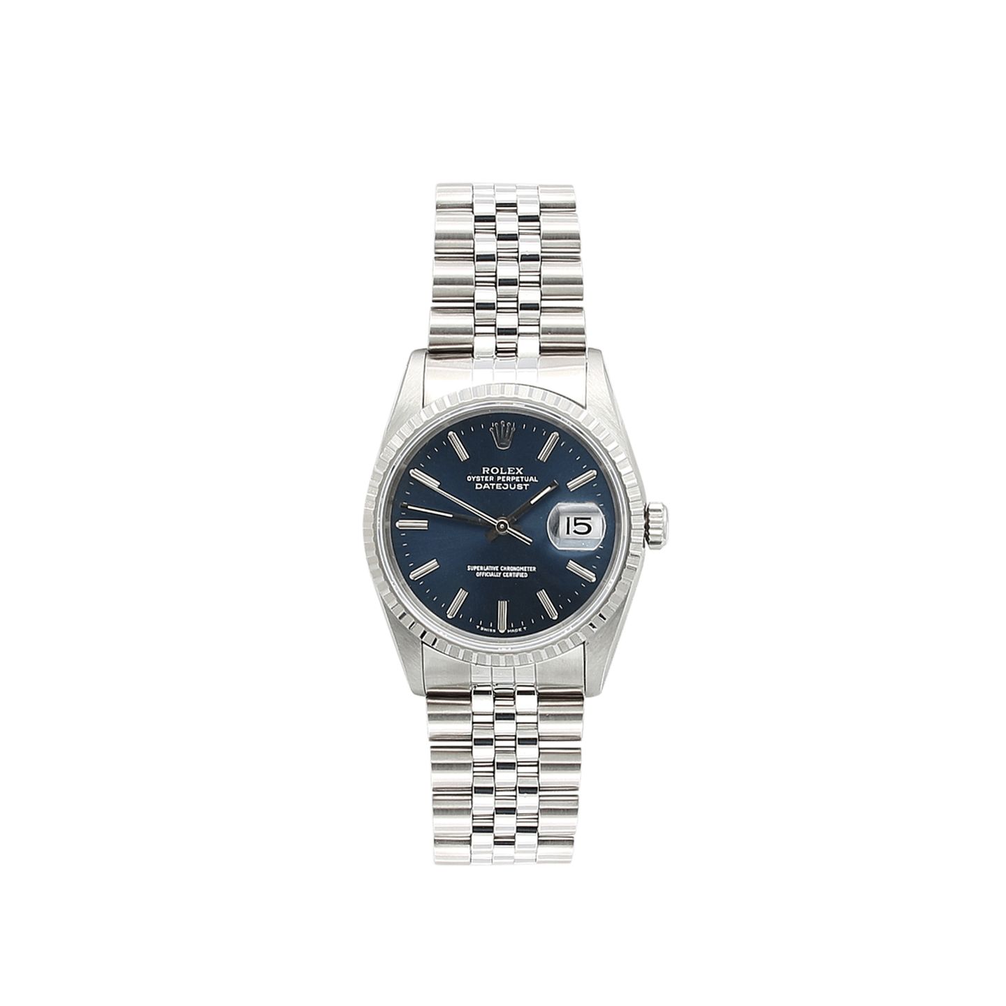 Rolex Datejust 36 16220 (Onbekend (willekeurig serienummer)) - Blauw wijzerplaat 36mm Staal (1/7)