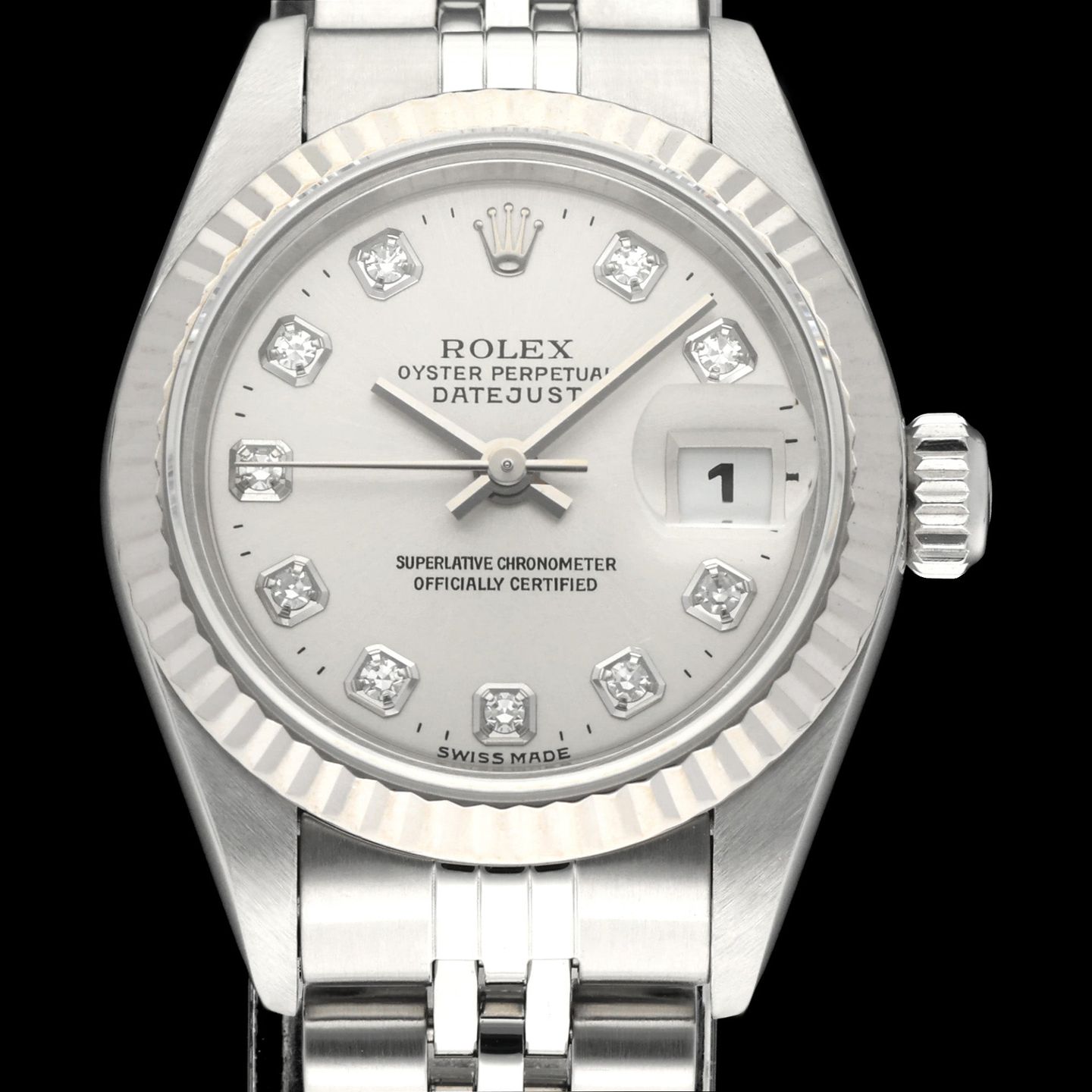 Rolex Lady-Datejust 69174 (1997) - Zilver wijzerplaat 26mm Staal (1/8)