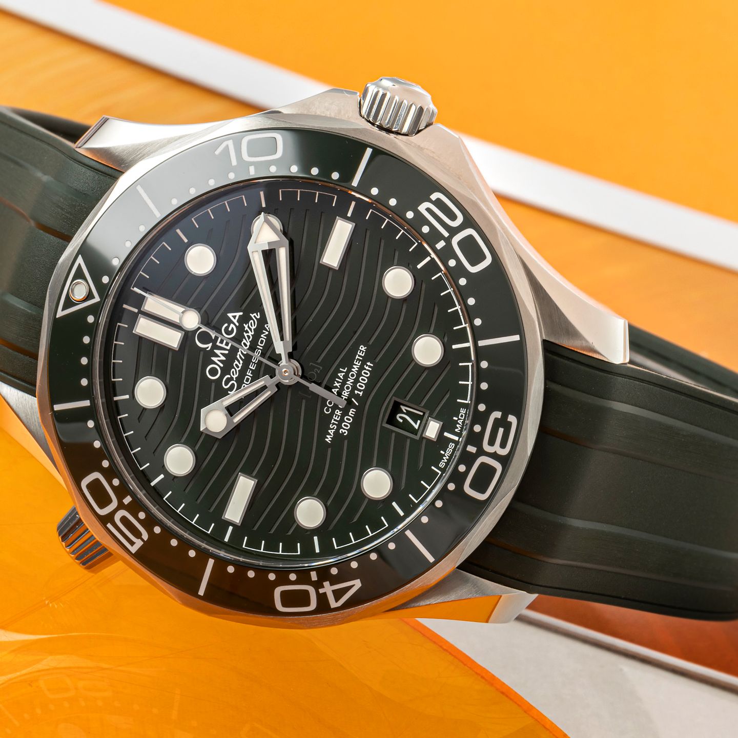 Omega Seamaster Diver 300 M 210.32.42.20.10.001 (Onbekend (willekeurig serienummer)) - Groen wijzerplaat 42mm Staal (1/8)