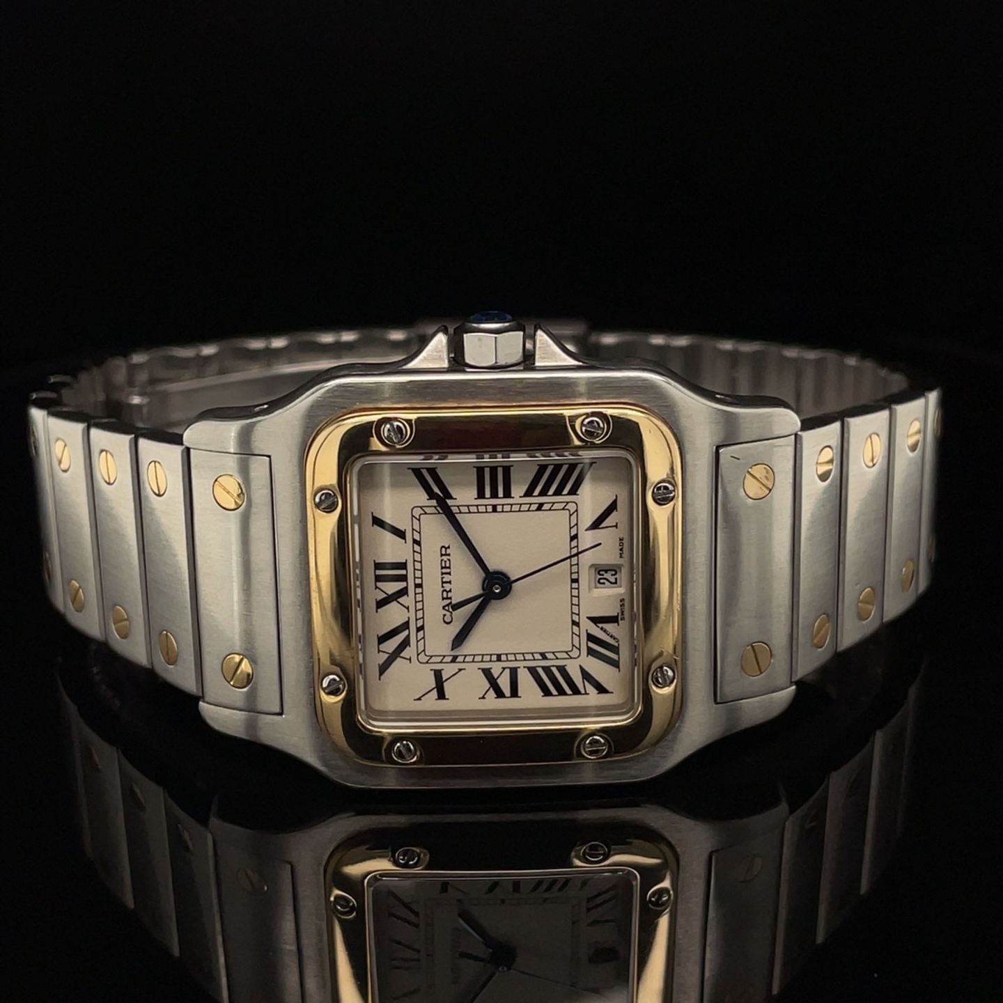 Cartier Santos Galbée 187901 (Unknown (random serial)) - White dial 29 mm Gold/Steel case (7/8)