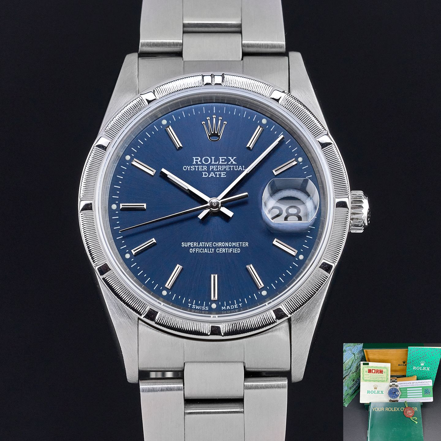 Rolex Oyster Perpetual Date 15210 (2001) - 34mm Staal (1/8)