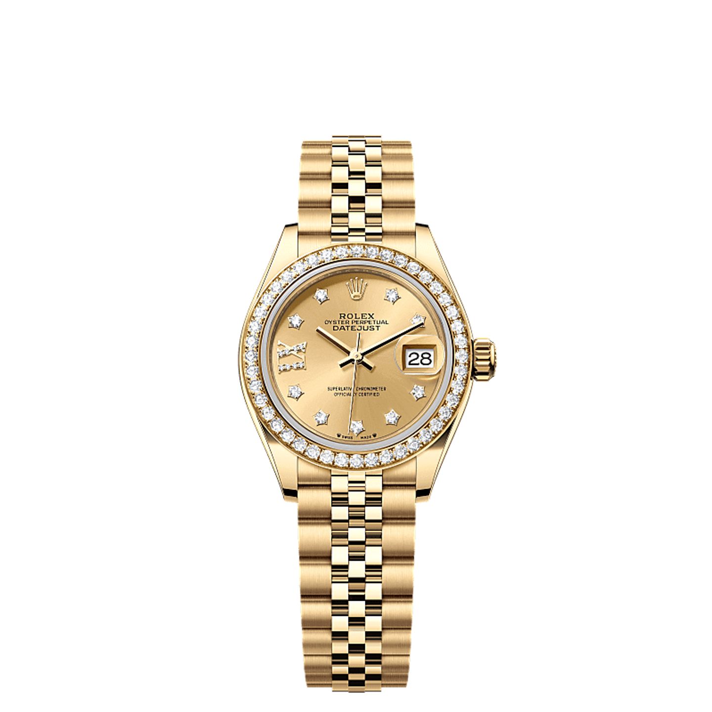 Rolex Lady-Datejust 279138RBR (2025) - Champagne wijzerplaat 28mm Geelgoud (1/1)