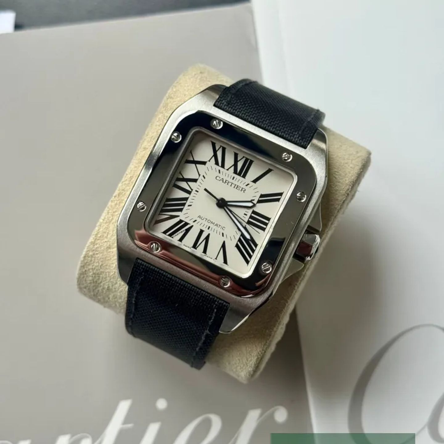Cartier Santos 100 2656 (2006) - Wit wijzerplaat 38mm Staal (8/8)