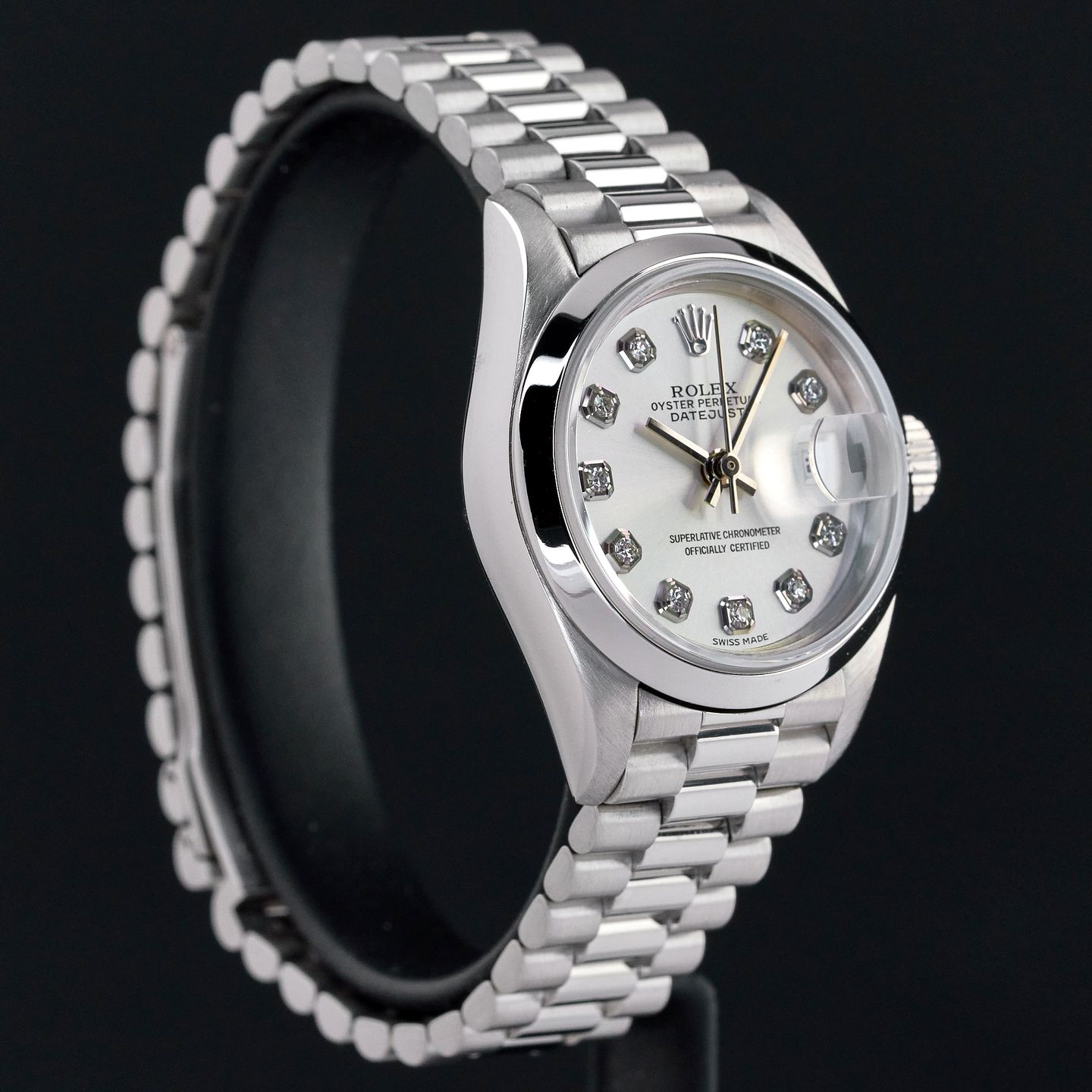Rolex Lady-Datejust 79166 (1999) - Silver dial 26 mm Platinum case (5/8)