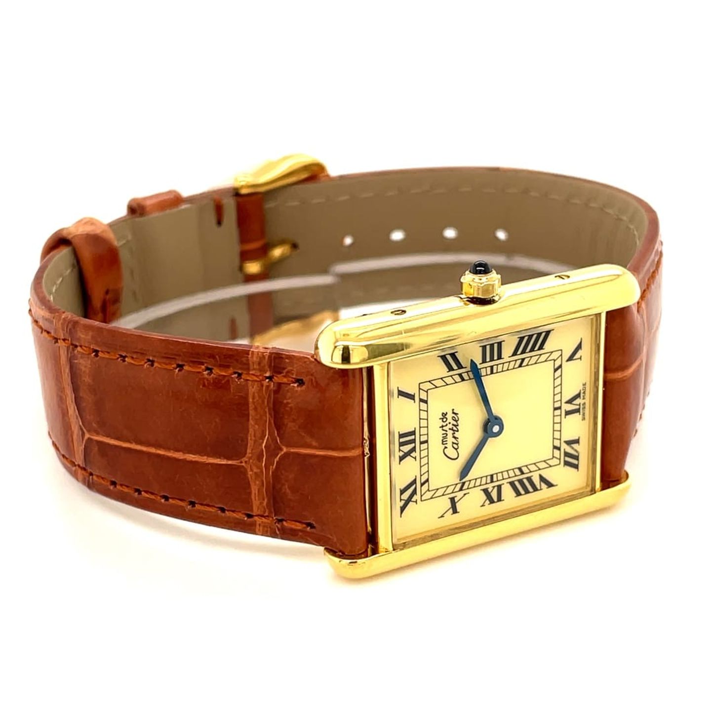 Cartier Tank 681006 (1990) - Champagne dial 23 mm Gold/Steel case (3/8)