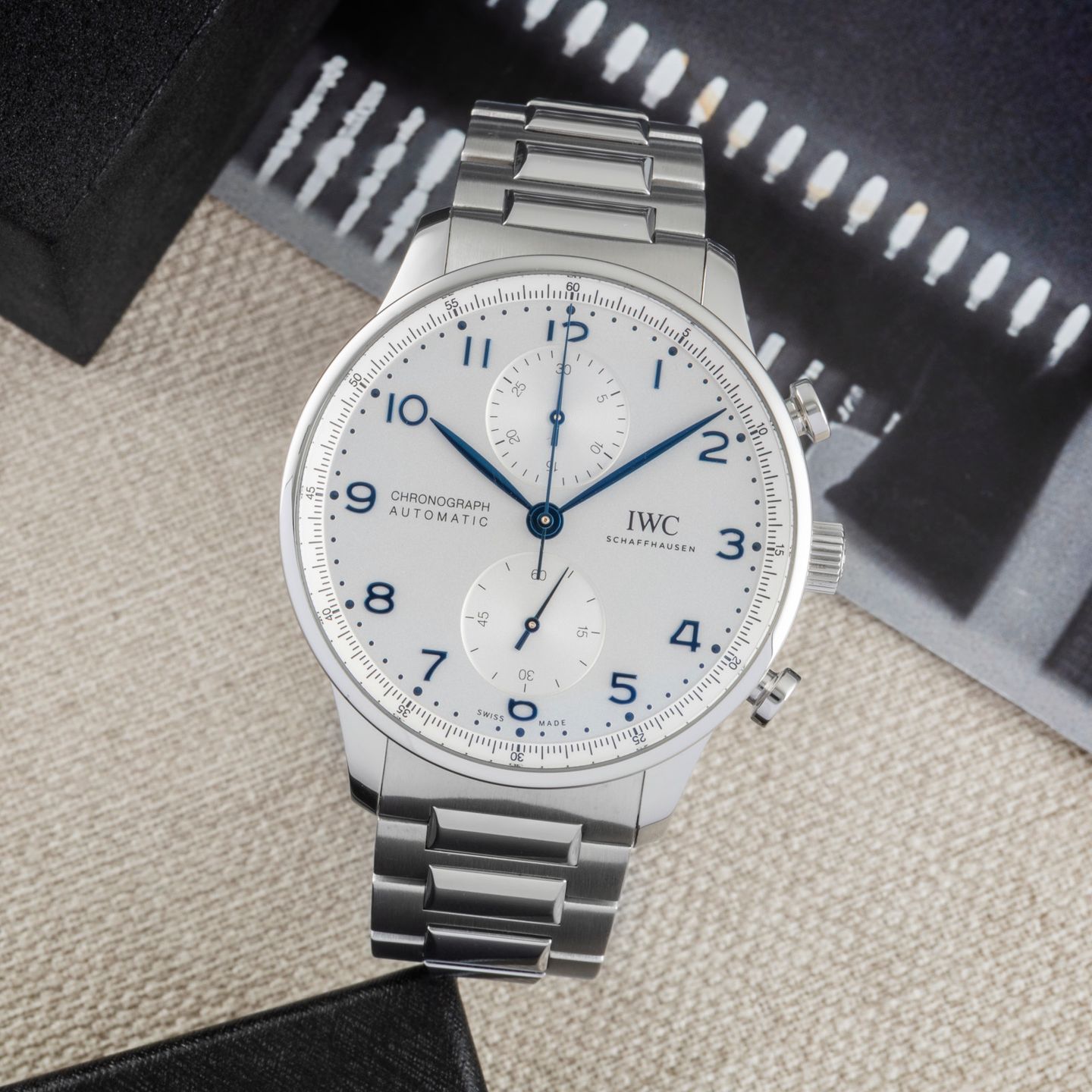 IWC Portuguese Chronograph IW371617 (Unknown (random serial)) - Silver dial 41 mm Steel case (1/8)