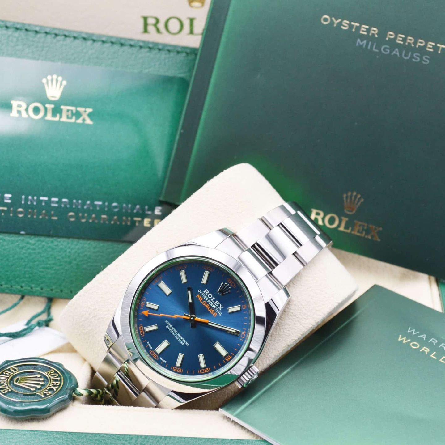 Rolex Milgauss 116400GV (2021) - Blauw wijzerplaat 40mm Staal (7/7)