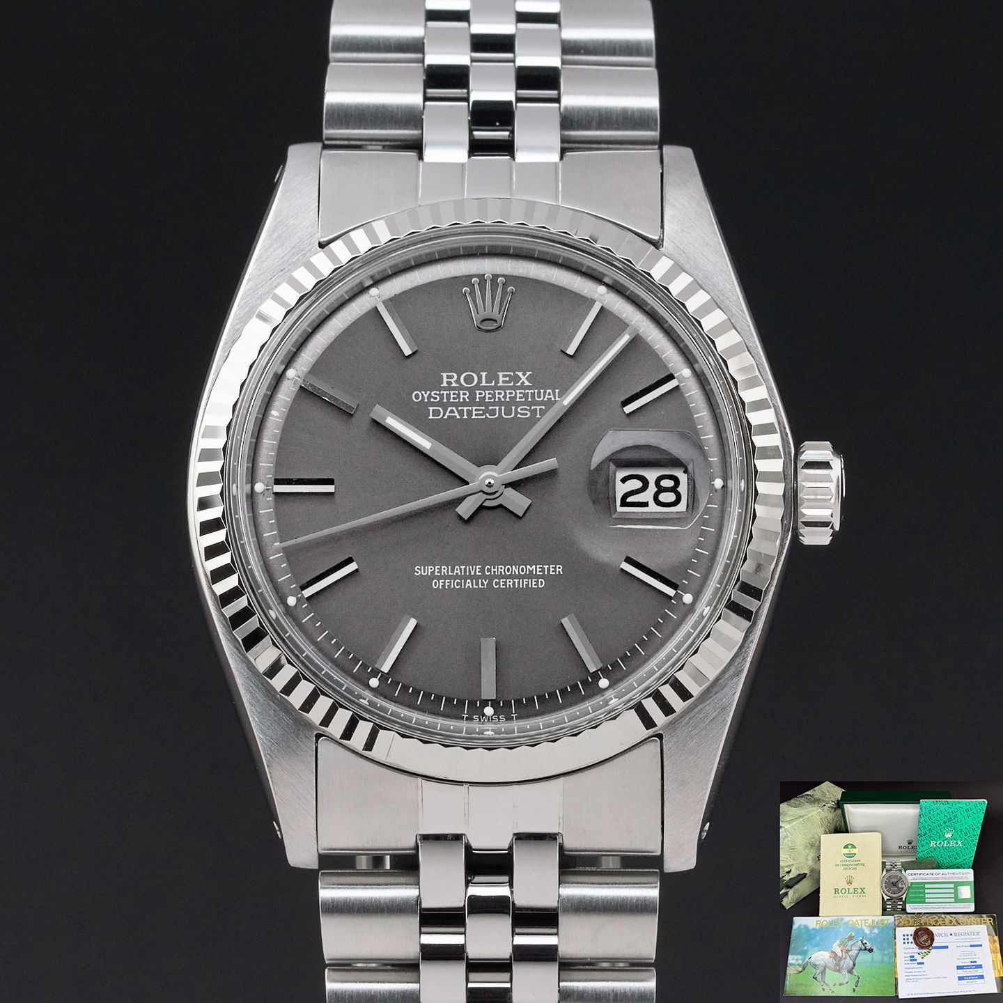 Rolex Datejust 36 16014 (1970) - Grey dial 36 mm Steel case (1/8)