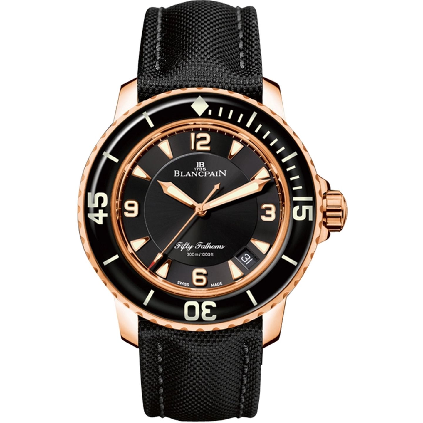 Blancpain Fifty Fathoms 5015-3630-52B (2026) - Zwart wijzerplaat 45mm Roségoud (1/1)