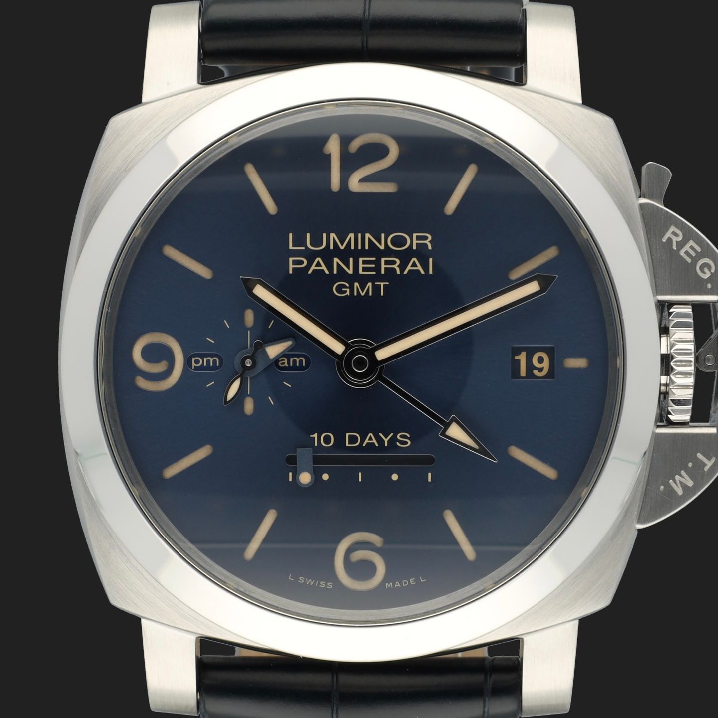 Panerai Luminor 1950 10 Days GMT PAM00986 (2020) - Blue dial 44 mm Steel case (2/8)