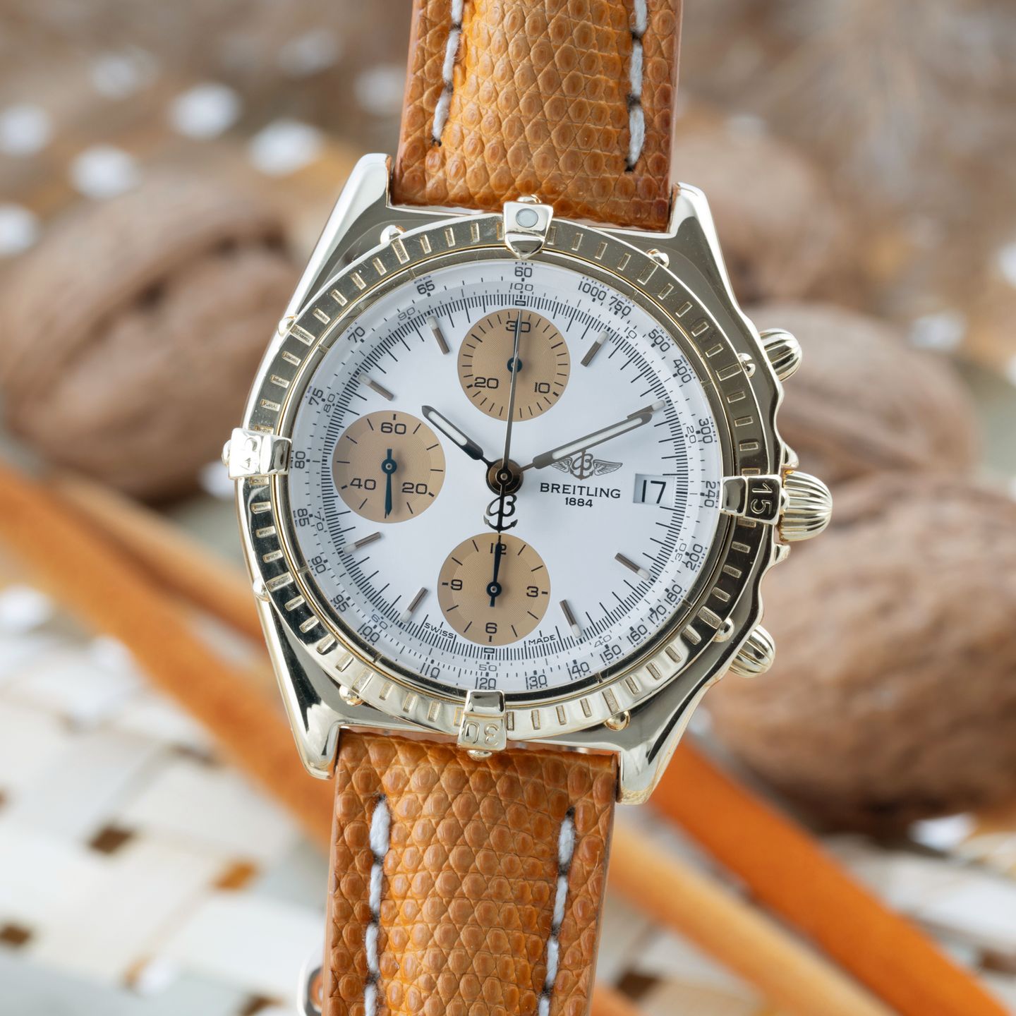 Breitling Chronomat K13048 (1993) - Zilver wijzerplaat 39mm Geelgoud (3/8)