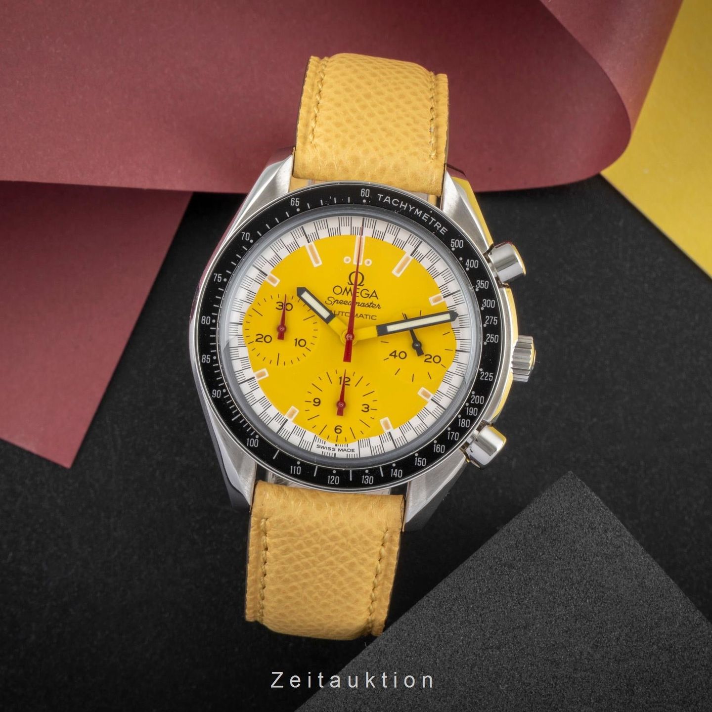 Omega Speedmaster 3510.12 (1995) - Geel wijzerplaat 39mm Staal (1/8)