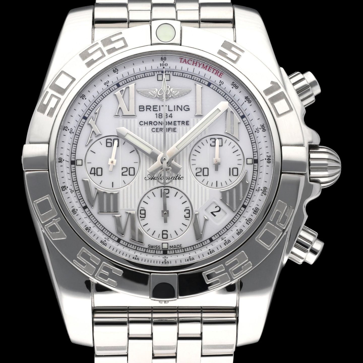 Breitling Chronomat 44 AB0110 (2009) - White dial 44 mm Steel case (1/8)