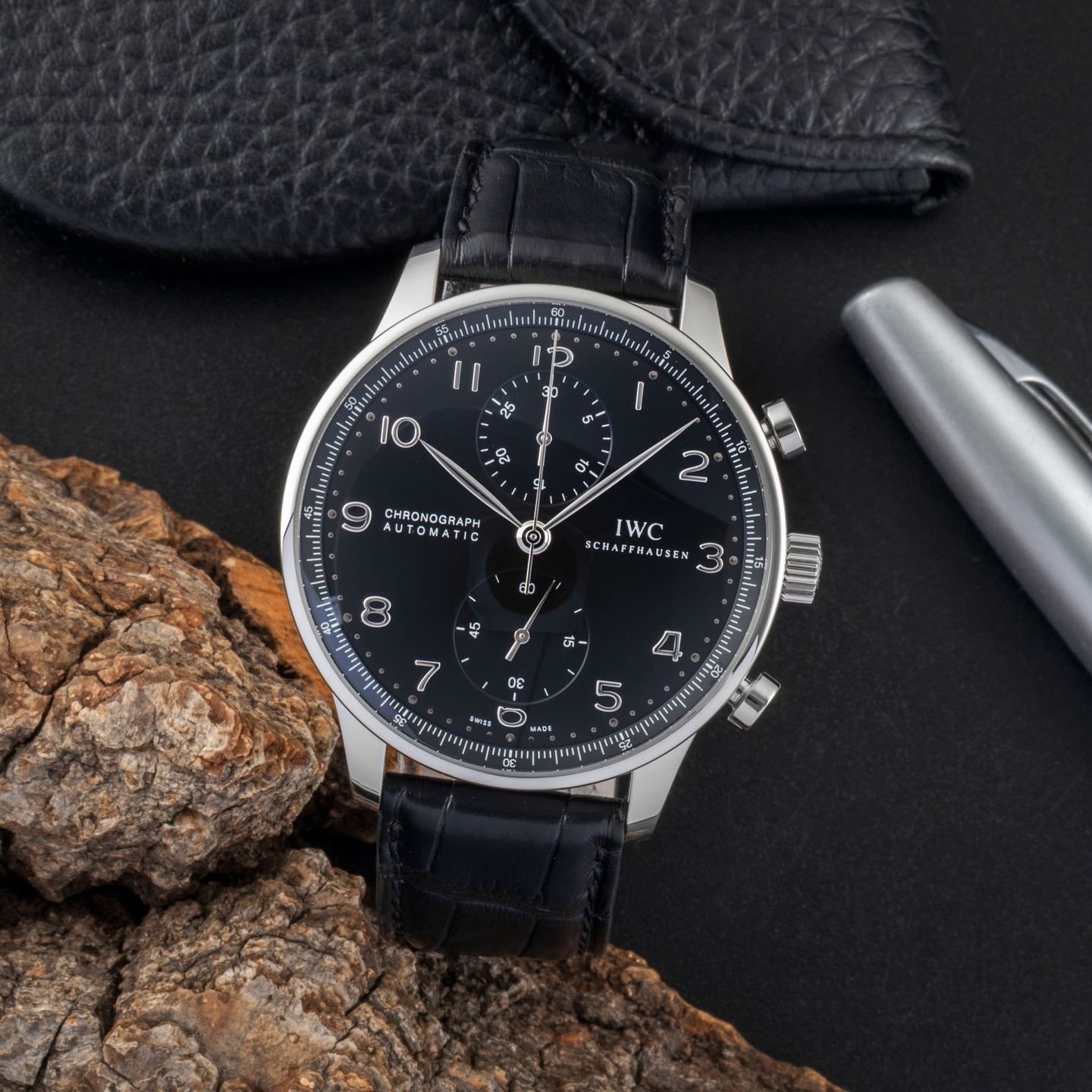 IWC Portuguese Chronograph IW371447 (Unknown (random serial)) - Black dial 41 mm Steel case (1/8)