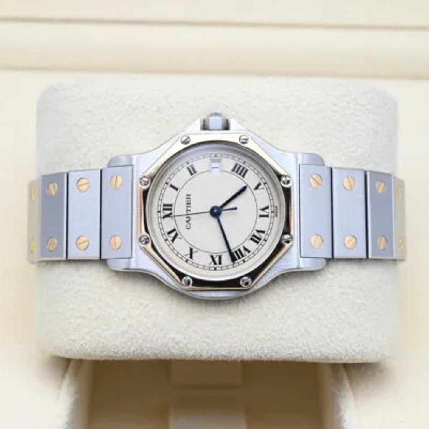 Cartier Santos 187902 (Onbekend (willekeurig serienummer)) - Wit wijzerplaat 30mm Goud/Staal (4/7)