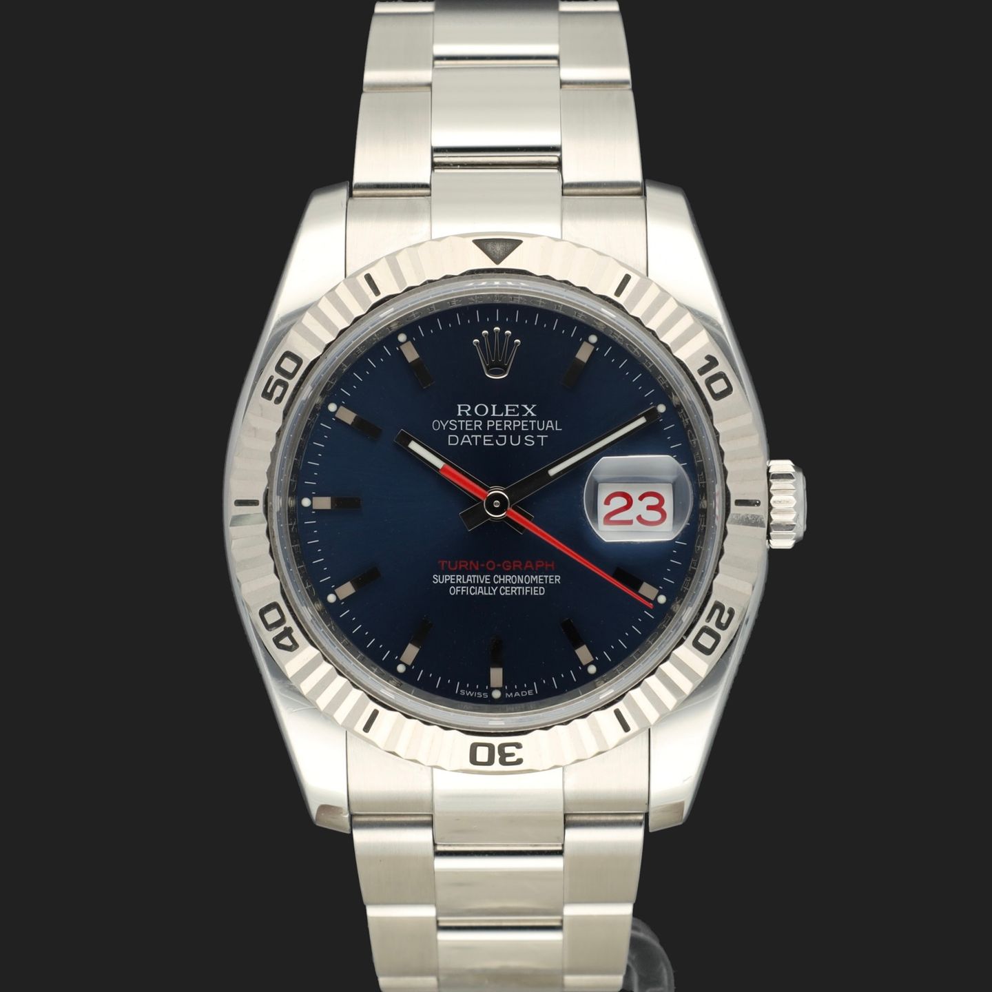 Rolex Datejust Turn-O-Graph 116264 (2009) - Blauw wijzerplaat 36mm Staal (3/8)