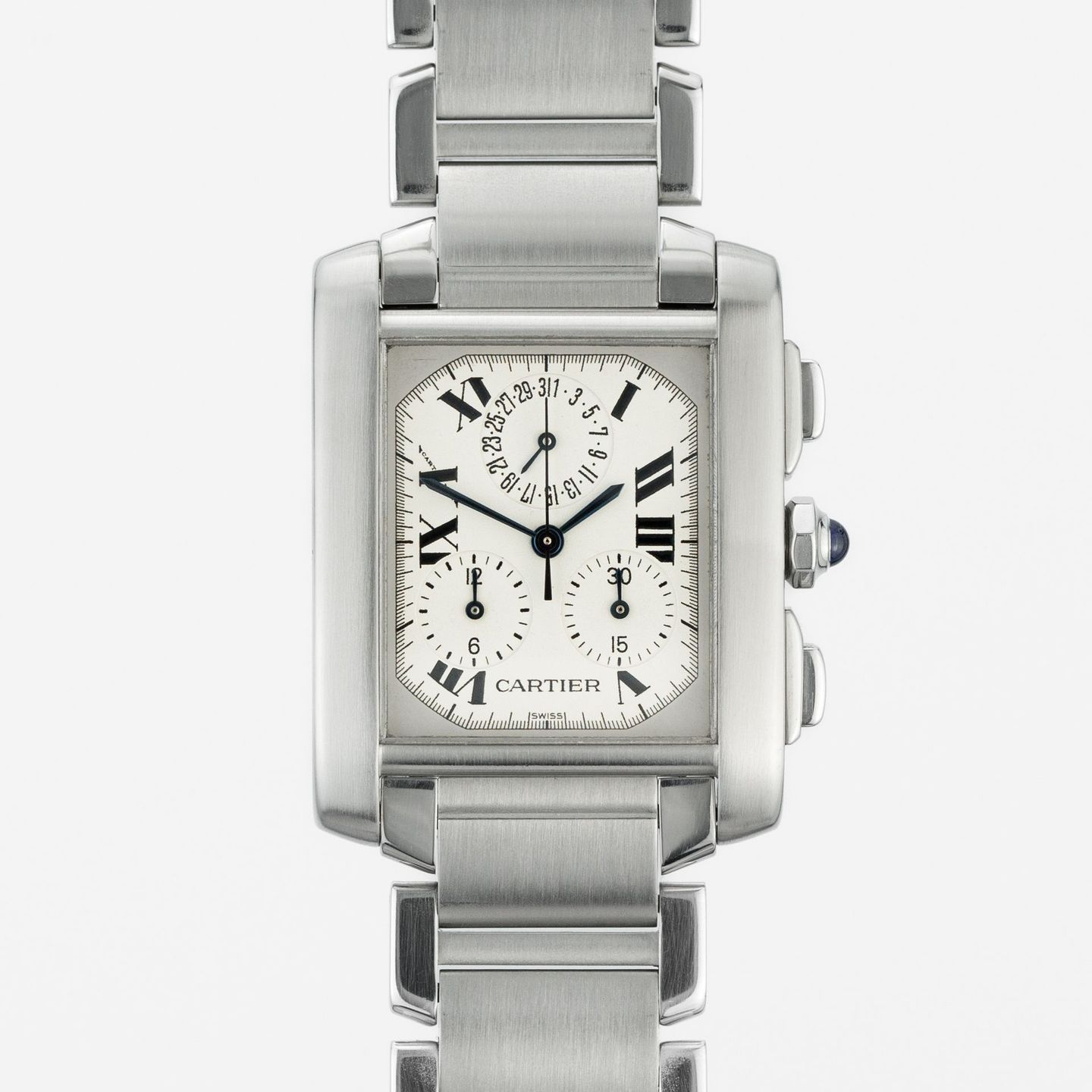 Cartier Tank Française W51001Q3 (Unknown (random serial)) - White dial 28 mm Steel case (1/7)