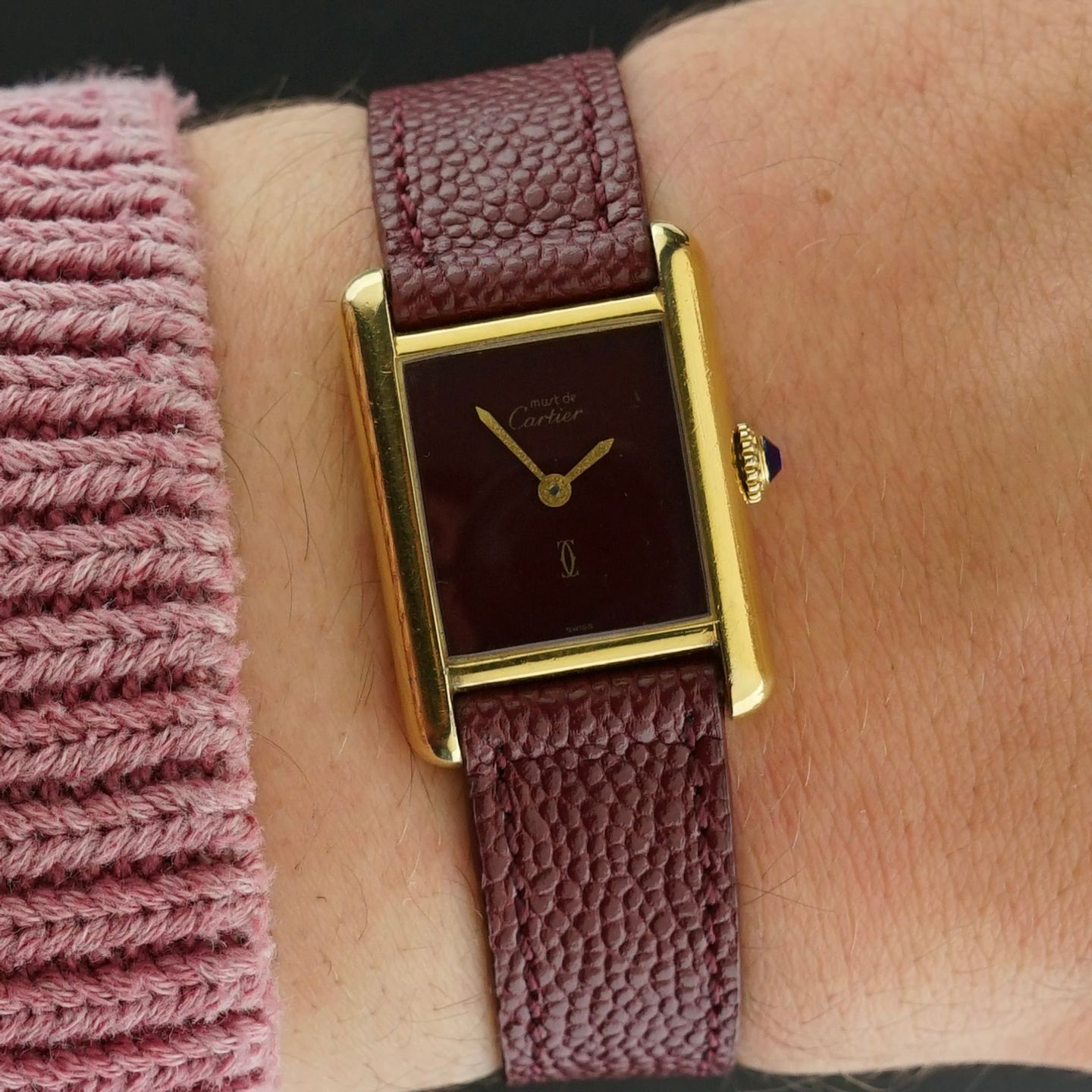 Cartier Tank Vermeil MUST (1990) - Red dial 20 mm Silver case (2/8)