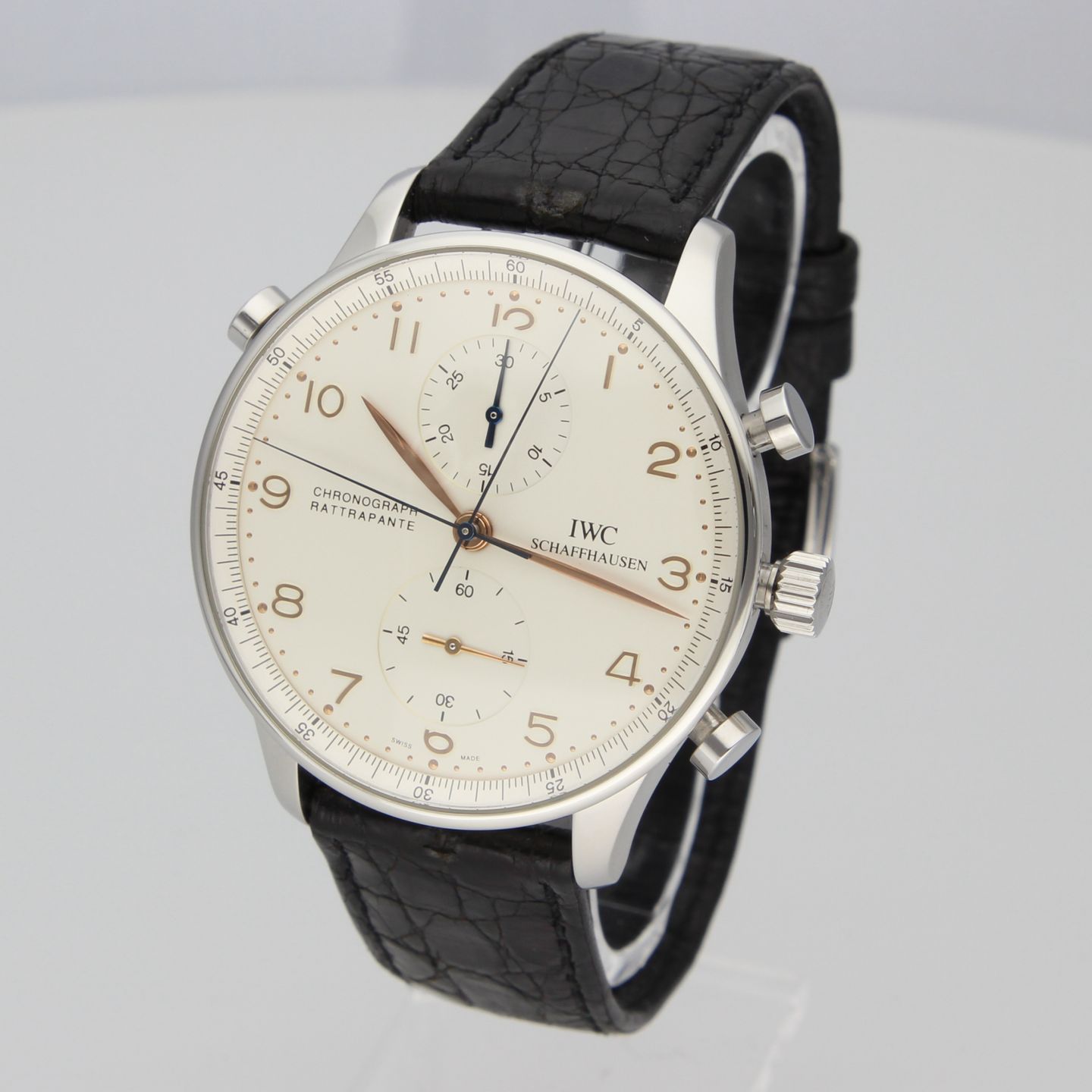 IWC Portuguese Chronograph IW3712 (1998) - Silver dial 42 mm Steel case (3/8)