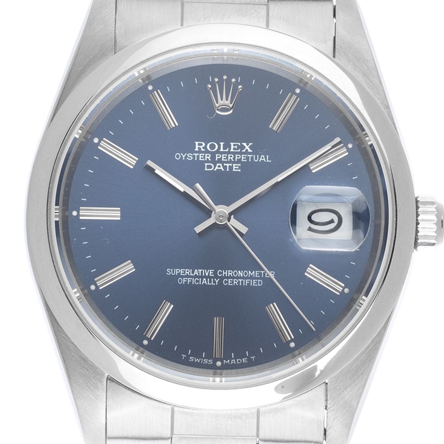Rolex Oyster Perpetual Date 15200 (1993) - Blue dial 34 mm Steel case (1/8)