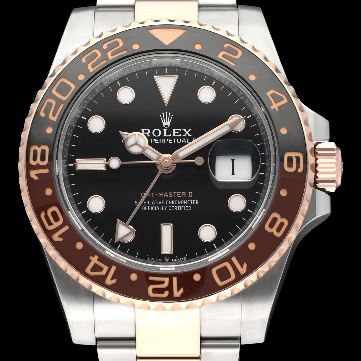 Rolex GMT-Master II 126711CHNR (2023) - Black dial 40 mm Gold/Steel case (1/8)