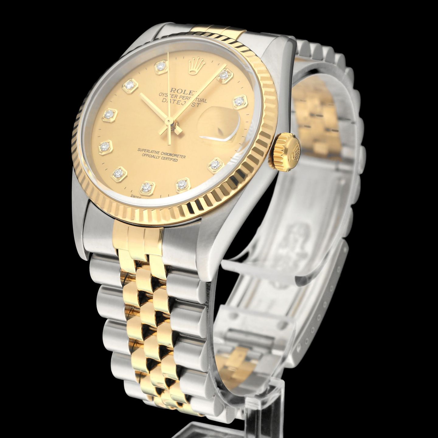 Rolex Datejust 36 16233G (2000) - Champagne dial 36 mm Gold/Steel case (4/8)