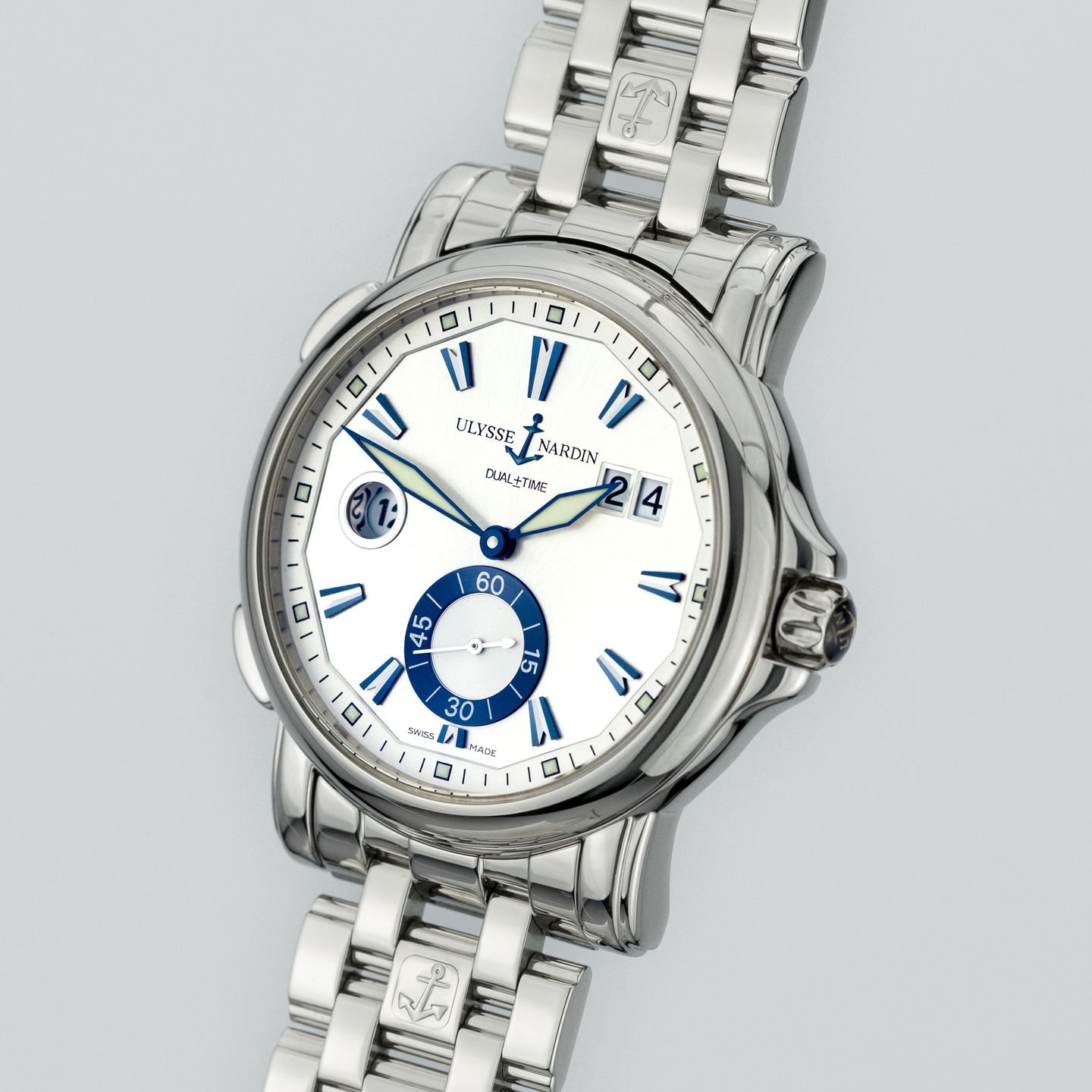 Ulysse Nardin Dual Time 243-55-7/91 (Onbekend (willekeurig serienummer)) - Zilver wijzerplaat 42mm Staal (3/8)