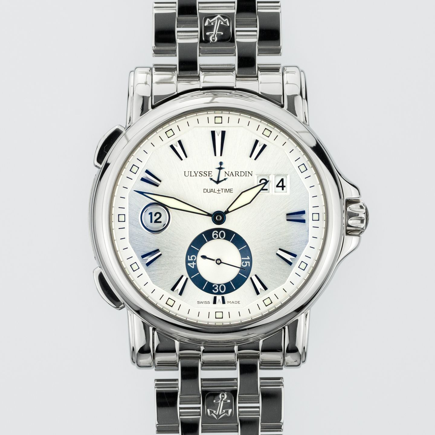 Ulysse Nardin Dual Time 243-55-7/91 (Onbekend (willekeurig serienummer)) - Zilver wijzerplaat 42mm Staal (1/8)