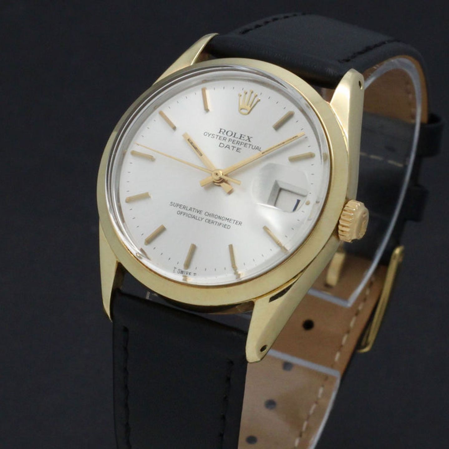 Rolex Oyster Perpetual Date 1550 (1972) - Silver dial 34 mm Gold/Steel case (6/7)