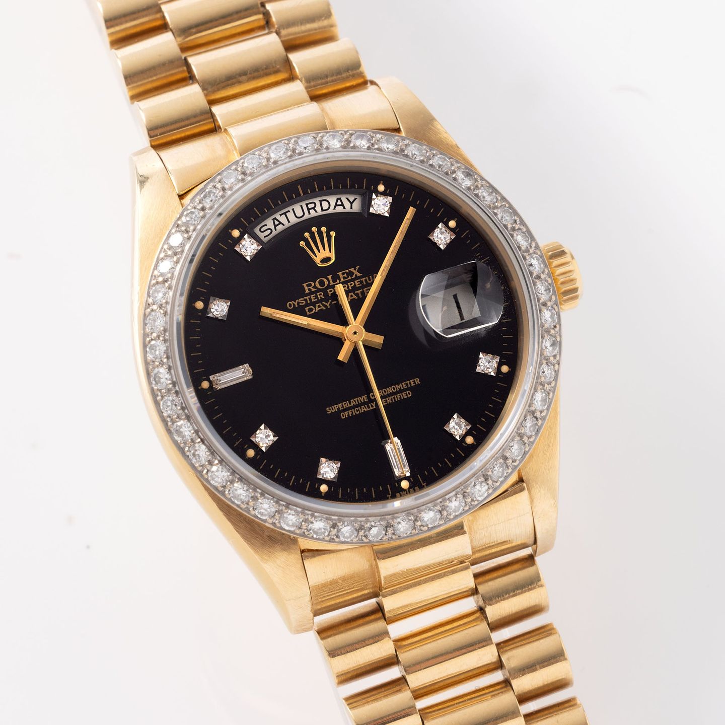 Rolex Day-Date 36 18048 (1981) - Black dial 36 mm Yellow Gold case (3/8)