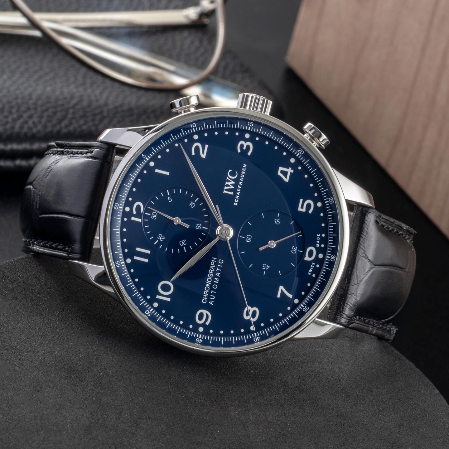 IWC Portuguese Chronograph IW371601 (Unknown (random serial)) - Blue dial 41 mm Steel case (2/8)